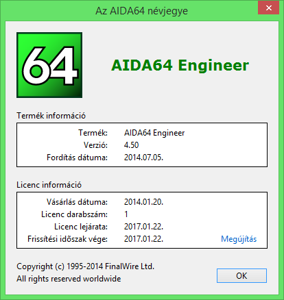 Súgó FRISSÍTÉSEK KERESÉSE Az AIDA64 frissítéseinek keresését bármikor elindíthatjuk manuálisan, de a szoftver az általunk beállított rendszerességgel automatikusan is ellenőrizheti a frissességét.