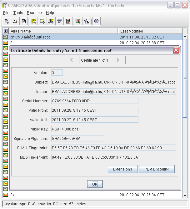 Ethical hacking Android kulcskezelés Az okostelefonoknál is fontos a tanúsítványtár elsősorban az
