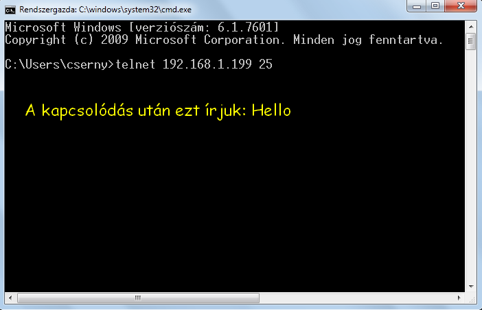 Windows Telnet kliens indítása