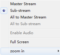 7-4. Ábra: Jobb gomb almenü Adatáramlás: Ez a DVR Master stream és Sub stream adatáramlással rendelkezik.