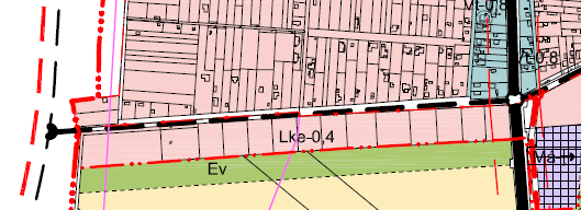 A javasolt településszerkezeti tervmódosítás részlete 3. jelű településszerkezeti változás: A belterület délnyugati szélén érintően megvalósult 354. sz. főúti nyomvonal településszerkezeti vonzatainak átvezetése.