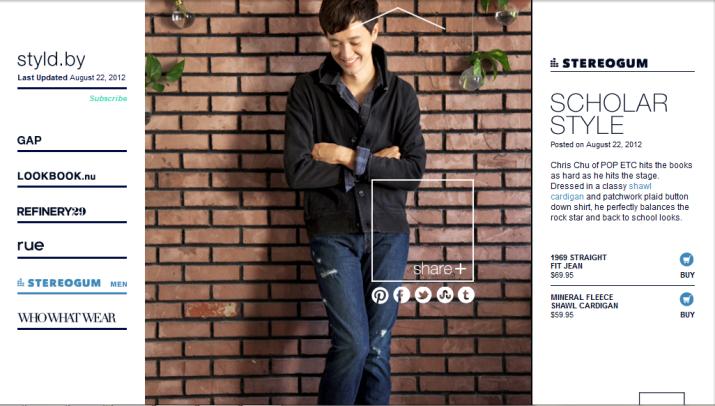 2012 elején a Gap amerikai (de nemzetközi népszerűségnek is örvendő) ruházati márka bevezette a Styld.by digitális katalógusát ahol a legújabb kollekciókat mutatják be.