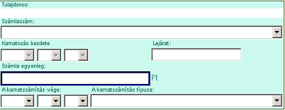 A képernyőn feltüntetésre kerül a számlatulajdonos neve. A számlaszám kiválasztásával a kezdődátum és a lejárat dátuma automatikusan megjelenik.