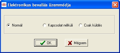 PSZÁF Elektronikus tagdíj-bevallás projekt Felhasználói kézikönyv 14/110 2.3.5 Elektronikus bevallás üzemmódja A képen látható beviteli képernyőn adható meg az elektronikus bevallás üzemmódja.