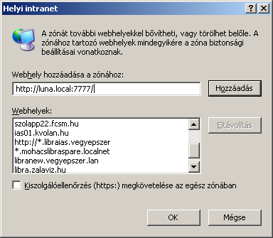 A Sepciális gombot kell lenyomni Írjuk be az ias szerver címét majd kattintsunk a