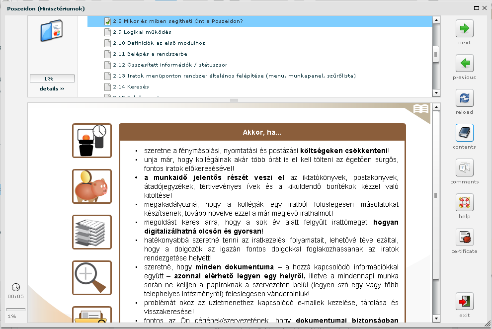 2. A tanulói felület Fejezet- és oldalcím A navigációhoz és a tartalom kezeléséhez szükséges gombok Középen jelenik meg a tananyag A tanulói felület (tananyaglejátszó) felső részében található a