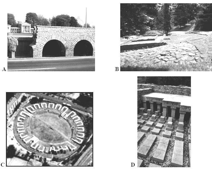 8.) A feladat Aquincum római kori történetével kapcsolatos. Párosítsa a képeket a megfelelő meghatározásokkal! Írja a képek betűjelét a szöveg alatti táblázatba! (Nem tud minden képet megfeleltetni.