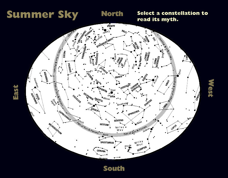 50 A nyári ég csillagai A nyári Tejút látványa, kiterjedése eléggé jelentősen változik. A Deneb előtt egy fényes területet találunk.