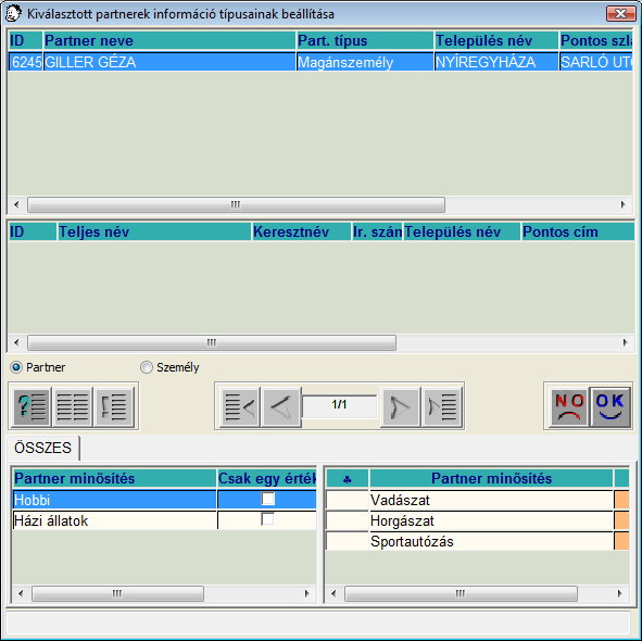 5.2. Partneri tulajdonság A Partneri tulajdonság menüpontra vagy a Partneri tulajdonság ( kattintva a következő ablak jelenik meg a képernyőn (53. ábra). ) nyomógombra 53.
