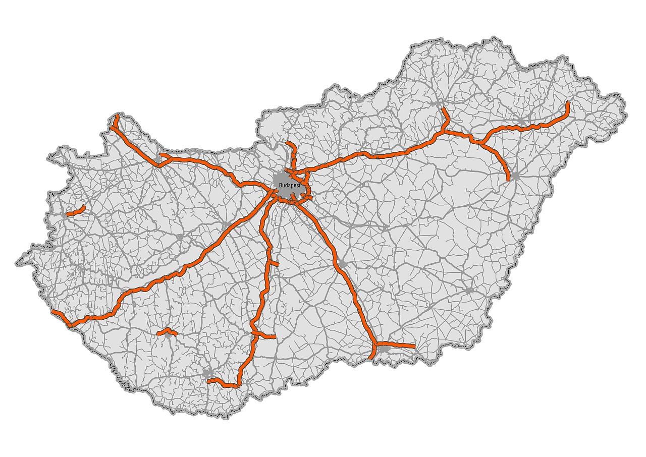 Magyarország közúthálózata Gyorsforgalmi hálózat:
