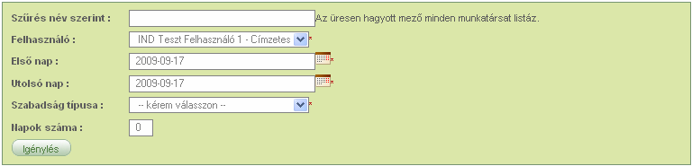 3.5.1 Szabadság és táppénz adatok Amikor az Adminisztratív adatok szóra kattintunk, automatikusan a Szabadság és táppénz adatok menüpont jelenik meg.