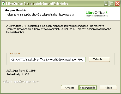 9. ábra: Megváltoztathatjuk a telepítés helyét.
