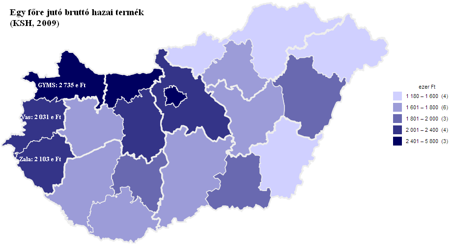 V.7. számú melléklet A Nyugat-dunántúli Regionális helyzetelemzés térképi melléklete Gazdaságfejlesztés, Innováció V.
