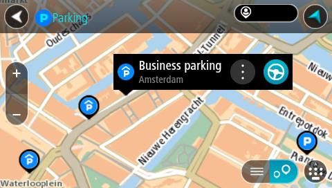 Ha a képernyőn az autóparkolók listáját szeretné megtekinteni, ezzel a gombbal válthat: A listából kiválasztott autóparkoló helye megjelenik a térképen.