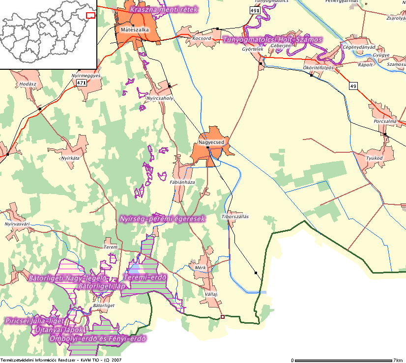 24 Natura 2000 területek Mérk Nagyközség területén nem található Natura 2000 terület (8. ábra).