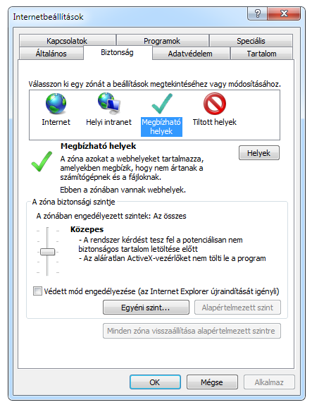 Internet Explorer 9 (32 bites) beállítása 1. Indítsa el az Internet Explorer 9 (32 bites) böngészőt. (Start menü > Internet Explorer) 2.