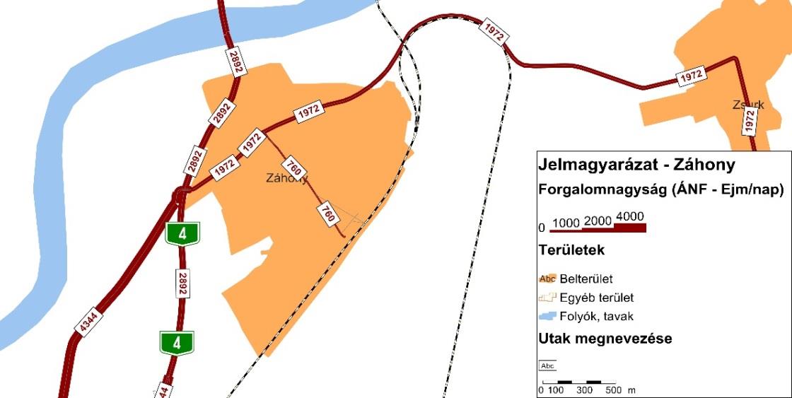 A városközpontot É-i és D-i oldalán a két DNy-ÉK irányú feltáró út határolja, legfontosabb ÉD-i közlekedési útjai az egymással párhuzamos Ady Endre és József Attila utcák.