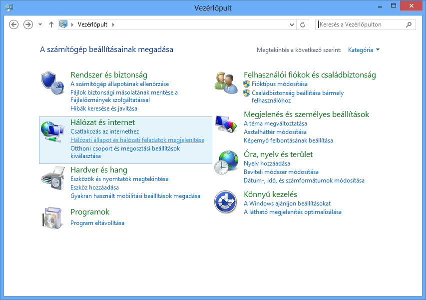 1.4. WINDOWS 8 operációs rendszer esetén 1.4.1. A