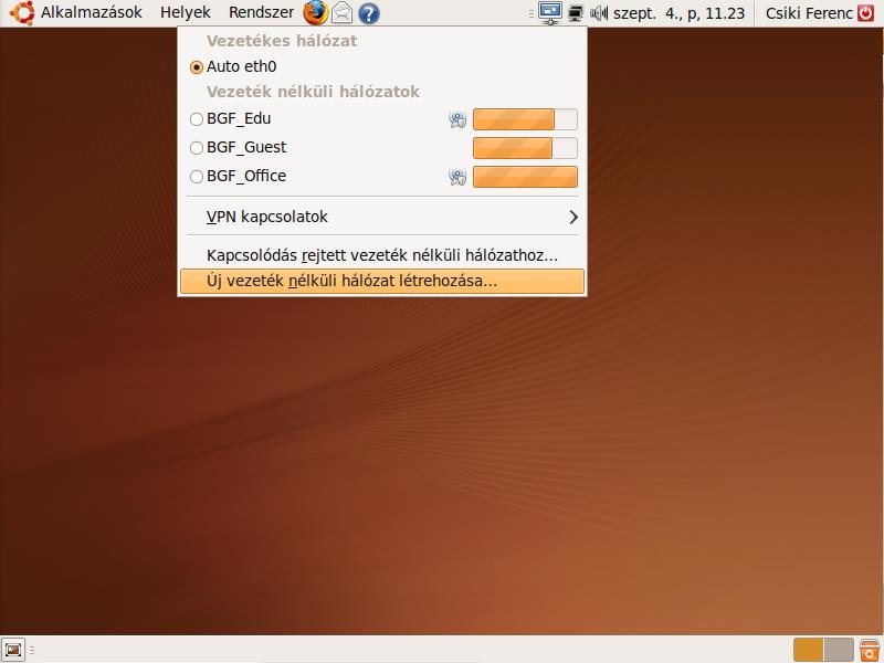 Fedora 11, Gnome esetén csak a háttér színe, meg a disztibutor emblémája nézne ki másképp. A NetworkManager verziószáma 0.7.