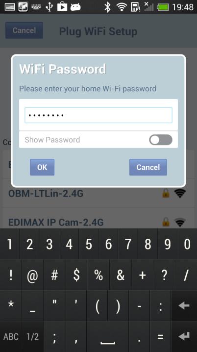 3. Adja meg a Wi-Fi jelszót, majd érintse meg az OK gombot.