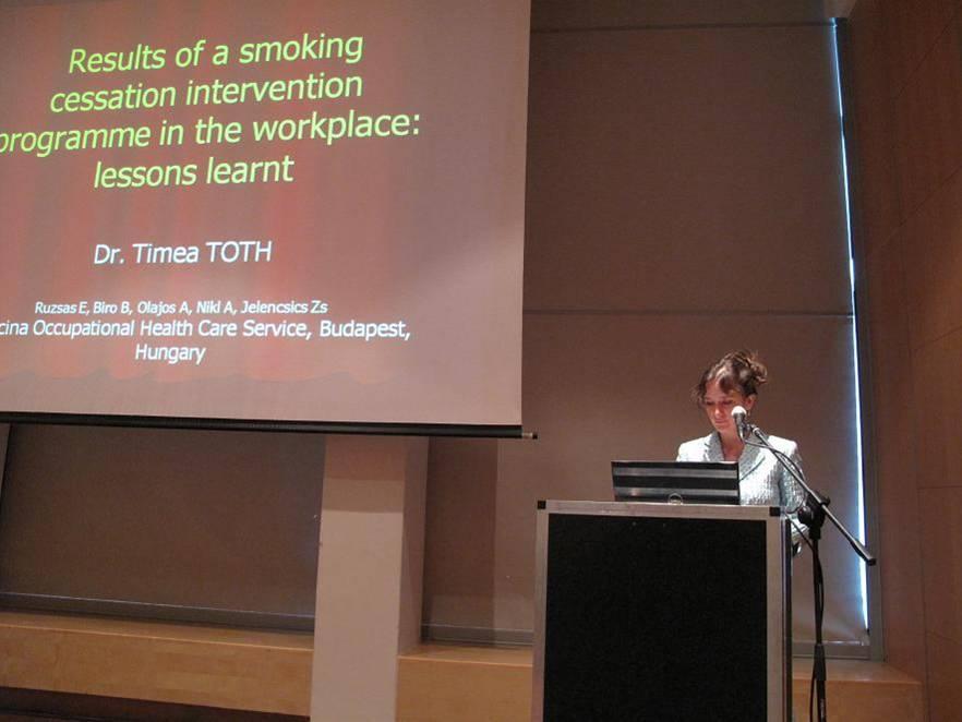 2009 Cape Town,Dél-Afrika ICOH Világkongresszus Medicina előadás Egy munkahelyi, dohányzásról való leszokást segítő program tanulságai Szerzők: Dr. Tóth Tímea, Dr.