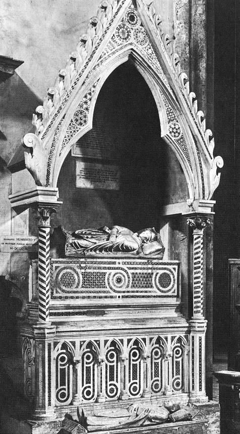 Pietro Oderisi: IV. Kelemen pápa síremléke Készült: 1271 San Francesco, Viterbo A francia IV. Kelemen pápa 1268-ban halt meg, síremlékét pedig 1271-ben Pietro Oderisi készítette.