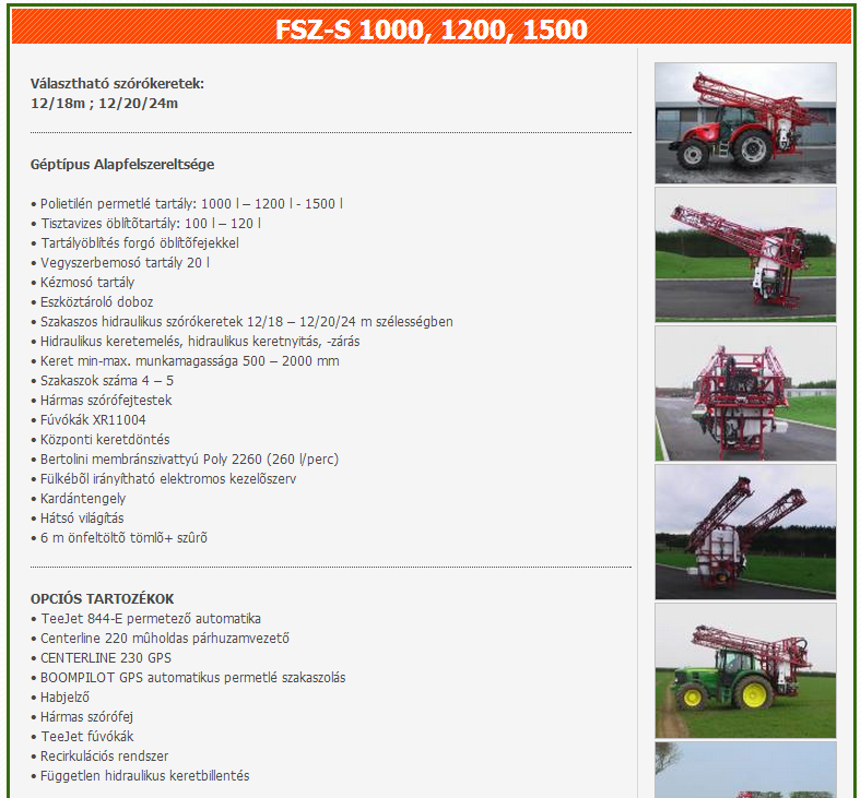 Függesztett permetezőgépek