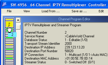 A Channel Program az IPTV Remultiplexer Program Editor fülre kattintva válik láthatóvá.