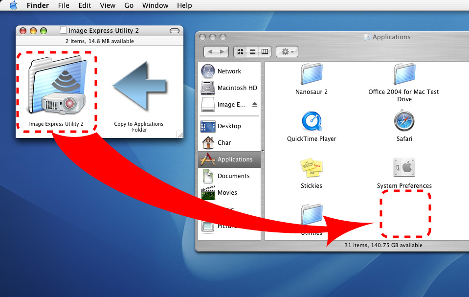 Használata Mac OS rendszeren 3. Kényelmi funkciók 1. lépés: Az Image Express Utility Lite Mac OS rendszerhez program telepítése a Mac OS rendszerű számítógépre 1.