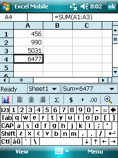 5.3 Excel Mobile A Microsoft Word Mobile a Microsoft Word programmal együtt használható az asztali számítógépén és segítségével könnyedén hozzáférhet a munkafüzetek másolataihoz.
