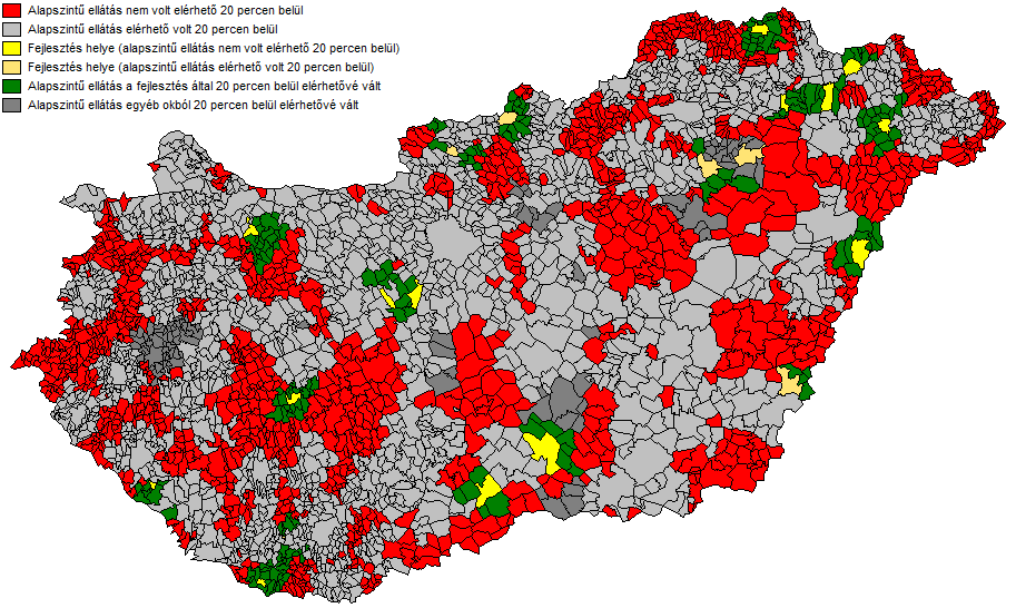 attól függően, hogy korábban tőlük elérhető volt-e mind a négy alapszakma. Végezetül sötétszürke szín jelöli azokat a településeket, ahonnan az alapszintű ellátás a 2010-2012.