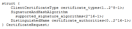 felépítés: - klienstől kért tanúsítvány által használt kriptográfiai algoritmus - szerver által engedélyezett
