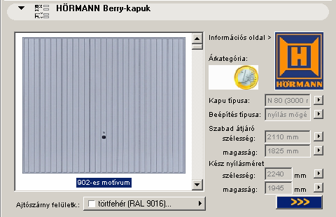 1. fejezet 1.1 A HÖRMANN könyvtár telepítése Fájl Könyvtárkezel... töltse be Hörmann2009.lib 1.2 Az elérhet termékskáláról 2. fejezet 2.