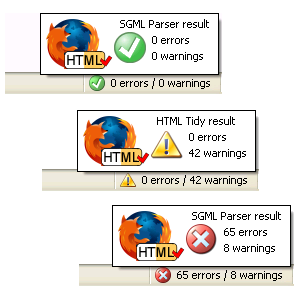 Validálás a Firefox böngészőprogramban Telepítsük a HTML validator kiterjesztést a http://users.skynet.be/mgueury/mozilla/ címről! (rövidített url: http://bit.