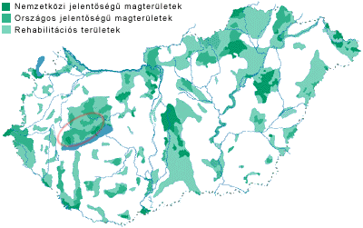 87. ábra Az ökológiai hálózat részeként kijelölt területek Magyarországon. (http://enfo.agt.bme.