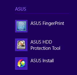 ASUS FingerPrint Biometrikus ujjlenyomat adatokat rögzíthet a Notebook PC ujjlenyomat-érzékelőjével az ASUS FingerPrint alkalmazás segítségével.