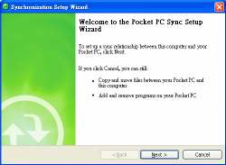 Az ActiveSync szinkronizáció beállítása: 5. A telepítés után a varázsló segít a beállításokban.