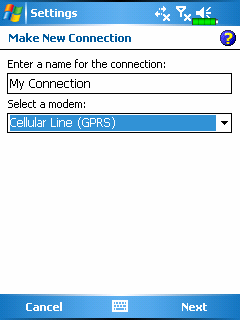 A GPRS Kapcsolat beállítása Klikkeljen a, Settings, majd a Connections fülre, Connections, majd a Tasks fülre. 1.