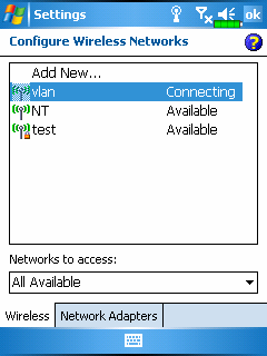 3. A bal oldali ábrához hasonlóan mindkét opciónál válassza ki a My Work Network opciót majd klikkeljen az gombra a mentéshez és kilépéshez. My Work Network a WLAN kapcsolat.