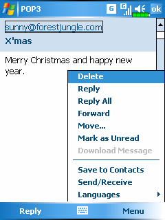 2. Üzenet olvasása vagy válasz rá: Klikkeljen a Menu, majd a Send/Receive 3. gombra. Váltson az Inbox mappára majd klikkeljen rá a megnyitásához.