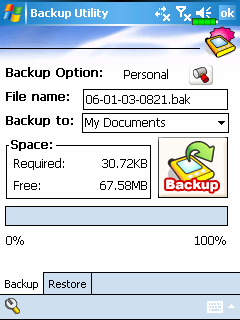 ❶ ❷ ❸ ❹ Klikkeljen a Backup fülre. ❶Klikkeljen a menteni kívánt elemre. ❷Válassza ki a mentés helyét.