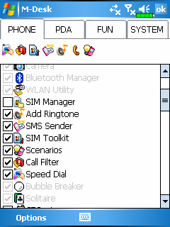 ❷ ❸ ❹ ❺ Képernyı beállításának kategóriái ❶Kilép a "Categories Setup screen" - bıl. ❷Klikkeljen a Phone, PDA vagy bármely más program fülre.