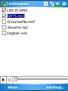 7. Minden a Pocket PC-n tárolt zeneszámot beleértve a memória kártyán tároltat is a gép felsorolja. 8.