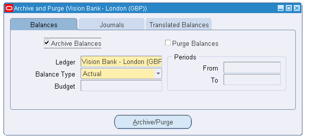 General Ledger GLXSTPRG - Archive and Purge Setup \ System \Purge Tábla GL_JE_BATCHES GL_JE_HEADERS