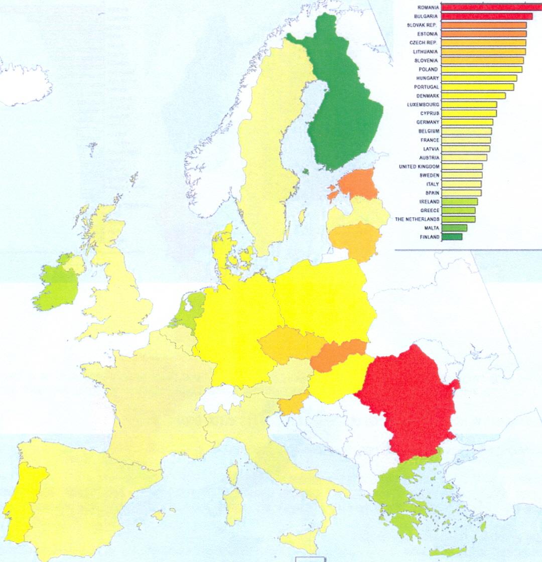 Cervical cancer incidence in the EU Member States