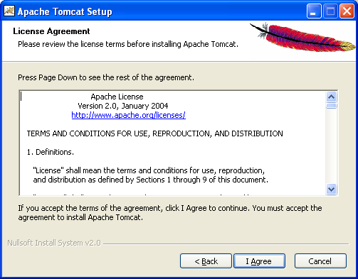 Apache Tomcat kiszolgáló telepítése Az Apache Tomcat kiszolgáló a jakarta-tomcat-5.5.9.exe állomány automatikus futtatásával indul.