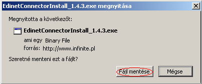 EDInet Connector telepítési segédlet A cégünk által küldött e-mail-ben található linkre kattintva, a következő weboldal jelenik meg a böngészőben: Az