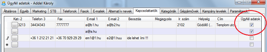 C0006. Kapcsolattartók kitöltése (6.2.9.0) Egy cég esetében felvehetők a kapcsolattartók az ügyfél kartonra. Azonban a nem céges ügyfél kezelése, mint magánszemély esetében ennek semmi értelme.