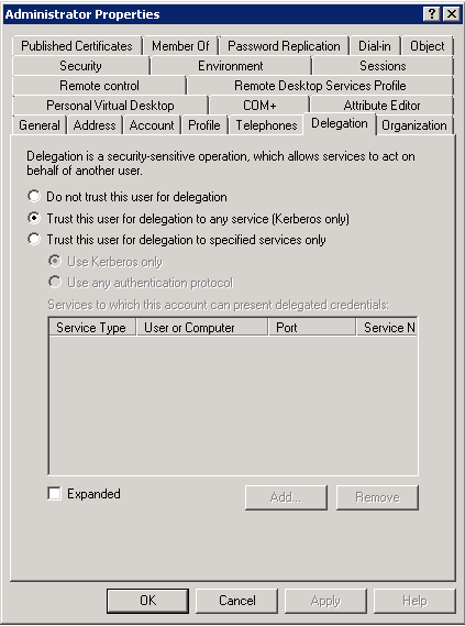 Security A Java biztonsági rendszere - Kerberos alapú SSO 4.4. ábra. Active Directory Users and Computers alkalmazás A technikai user létrehozásának menete: 1.