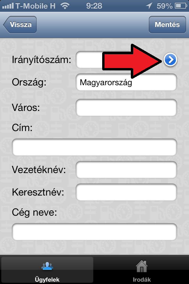 7 Routing for iphone Ügyfél és iroda adatok A programban előre felvehetőek rendszeresen felkeresett ügyfelek és személyes ismerősök név és cím adatai.